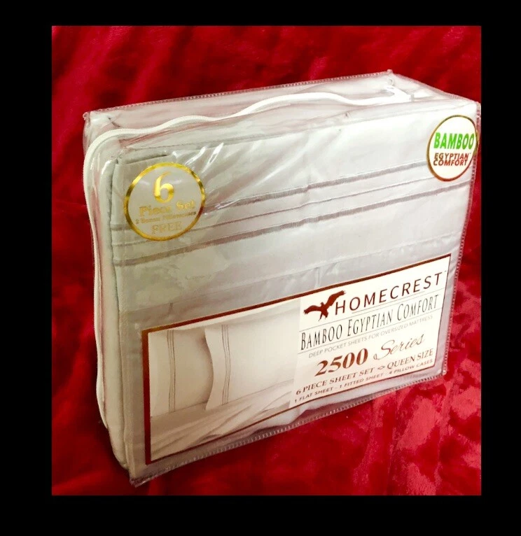 Homecrest Egyptian Comfort 2500 Series 6pc Sheet Set QUEEN, 100% Bamboo Viscose - Image 3 of 4