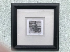 Signed G. M. Silverstein A.P. Cows & Tow-truck Etching 7 1/2" X 7 1/2"