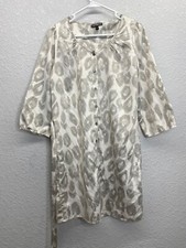 Express Womens Gray Mini Dress Cheetah Print Button Long Sleeve Size S"