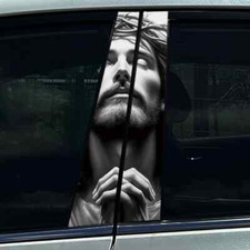 2X Christlicher Gott Jesus betete Autot&uuml;r B S&auml;ulen Zentrum S&auml;ule Aufkleber