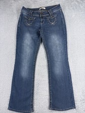 No Boundaries Pants Women 13 Blue Denim Jeans Flared Low Rise Cotton Blend 30x30