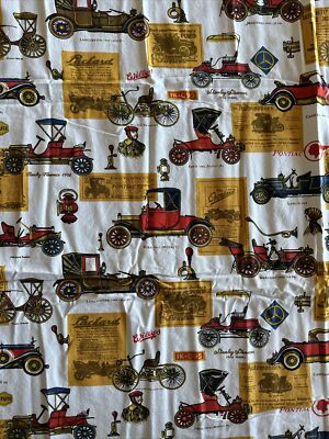 #ad #ad Antique Cotton Red Black Cars of the Early 1900s W44”xL2.6Yds Fabric $49.90