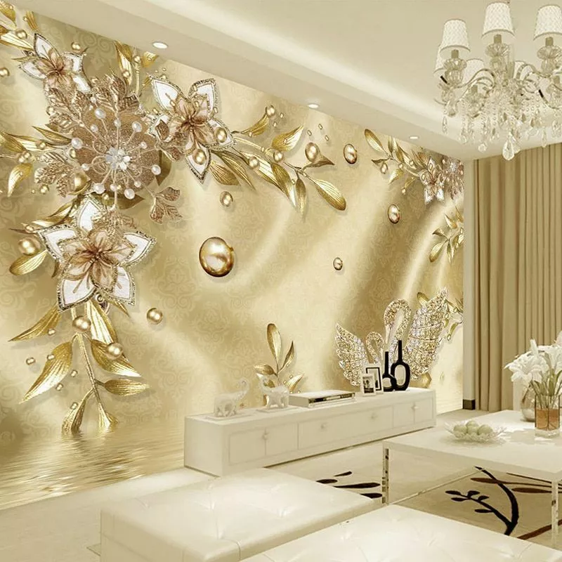 Wallpapers Living Room Vinyl Bedroom Walls Covering 3d Murals Luxury  Wallpaper