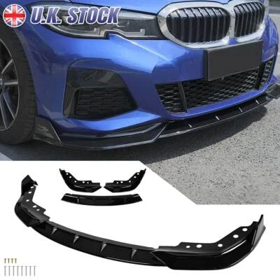 FOR BMW 3 SERIES G20 G21 GLOSS BLACK M PERFORMANCE FRONT SPLITTER LIP VALENCE UK