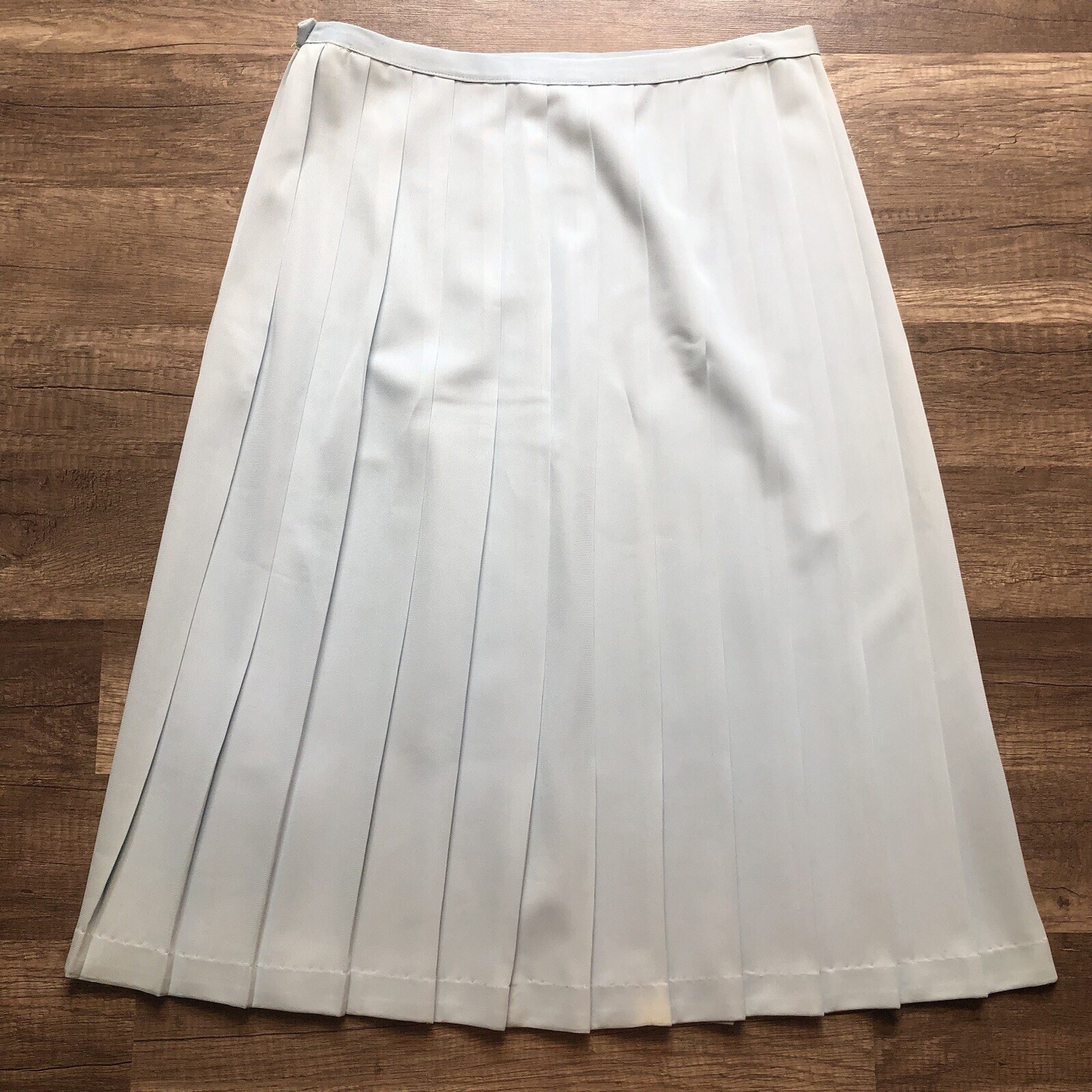 Vintage Carol Brent Pleated Polyester A Line Skirt Womens Small Baby Blue Skirt