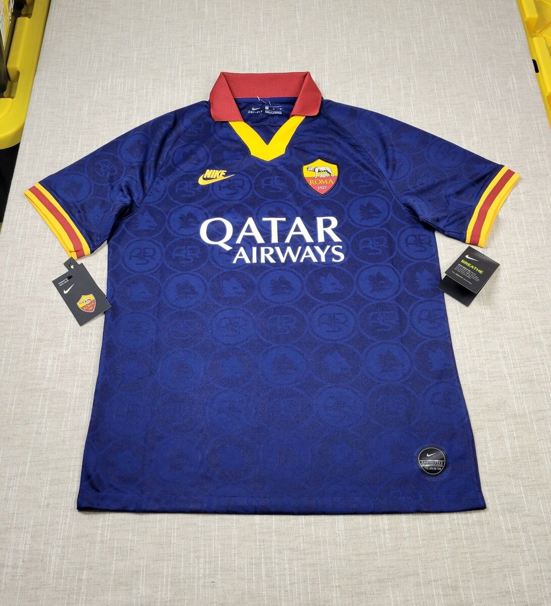 NIKE AS Roma Third Kit Soccer Jersey Medium Large Mens Blue NIKE AS Roma Third Kit Soccer Jersey Medium Large Mens Blue