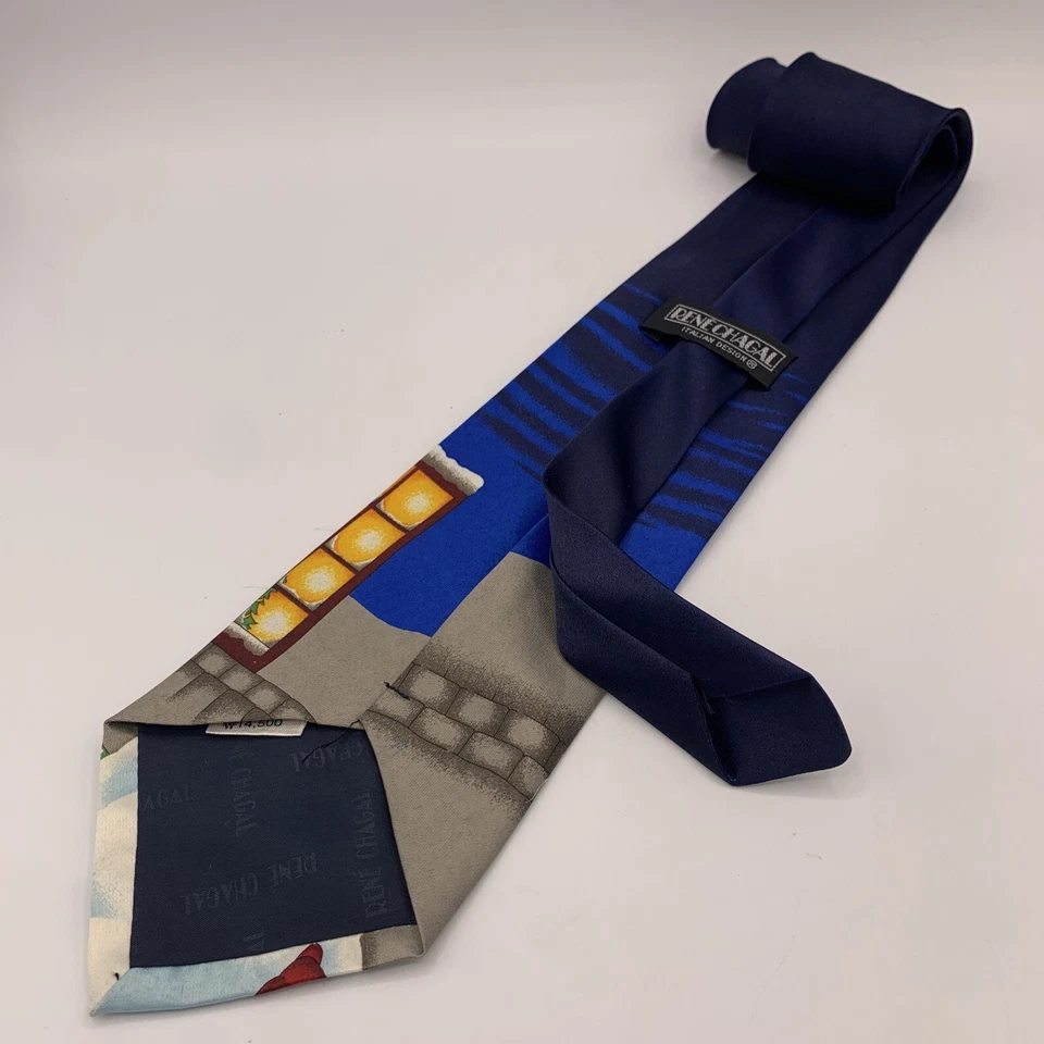 Vintage Rene Chagal Italian Design Necktie 59” Santa Christmas Holiday Tie - Imagem 2 de 3