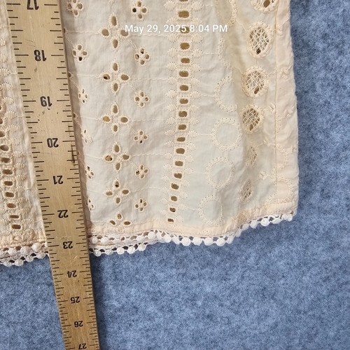 Top boho sin mangas para mujer pequeño crema ojales crochet ribete cabaña caprichoso JOIE - Imagen 6 de 12