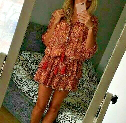 ZARA NEW WOMAN SHORT RUFFLED DRESS WITH SEQUIN V-NECK