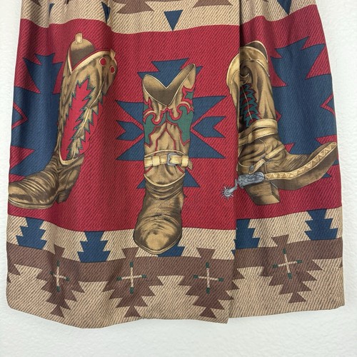 Vintage Sharon Young Mini Wrap Skirt Western Cowboy Boot Theme Southwest 2 - Picture 4 of 12