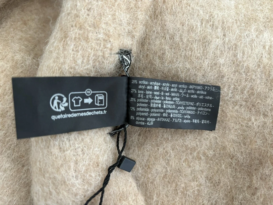 Bufanda con flecos para mujer Zara color beige talla M Foto 2 de 2