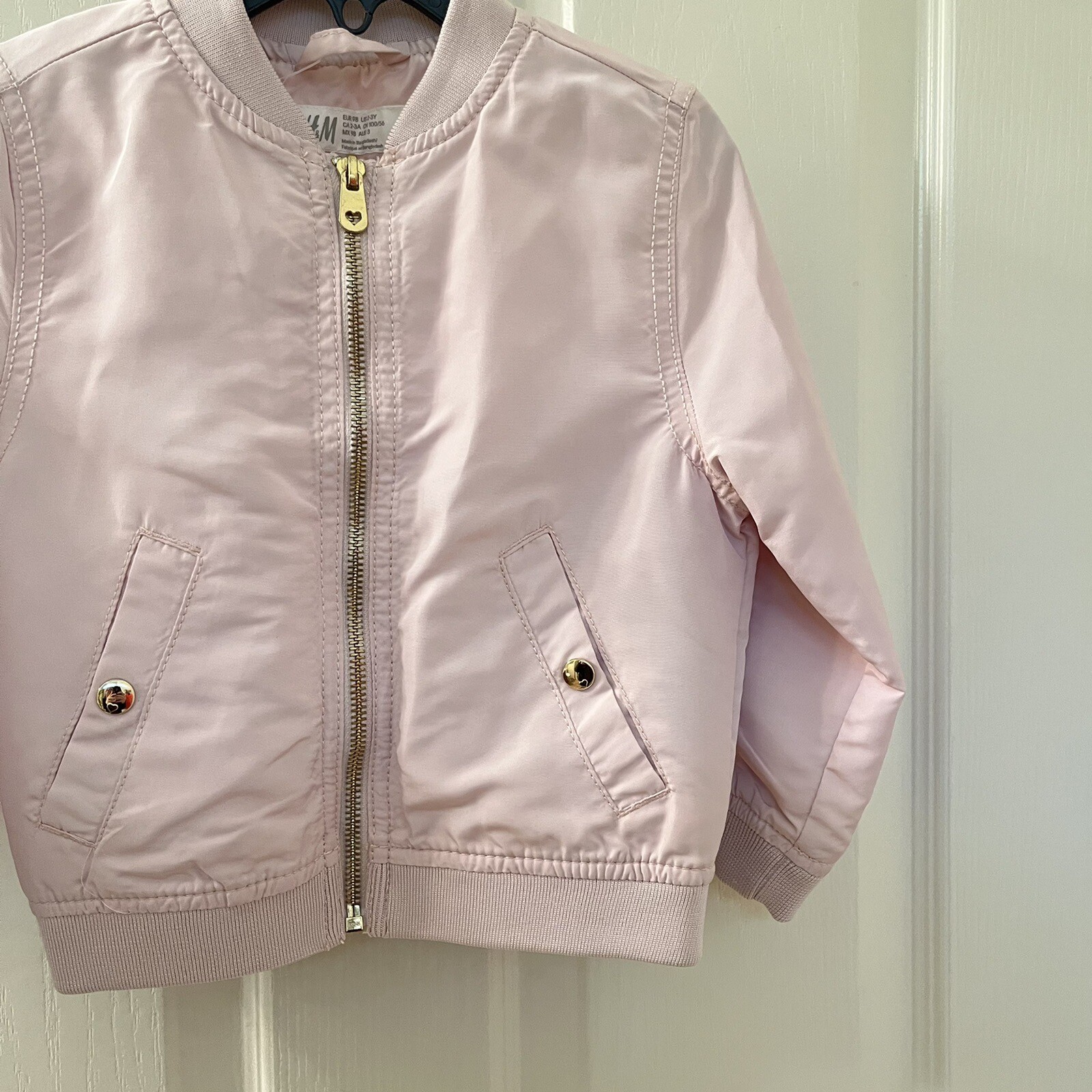 H&M Pale Pink Bomber Jacket Girls Size 2-3 years NWT thumbnail 5