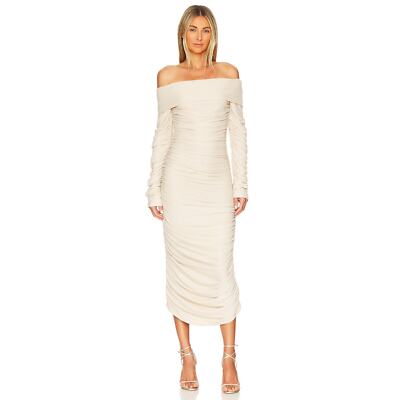 Bronx and Banco Amara Midi Dress Ruched Off the Shoulder Linen Neutral M/US 6 | eBay Bronx and Banco Amara Midi Dress Ruched Off the Shoulder Linen Neutral M/US 6 | eBay