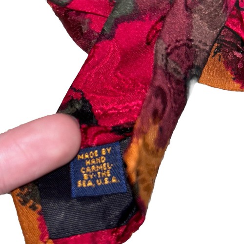 Vintage Carmel By The Sea Men’s Necktie Abstract Camo Paisley Silk Made USA - Picture 7 of 7