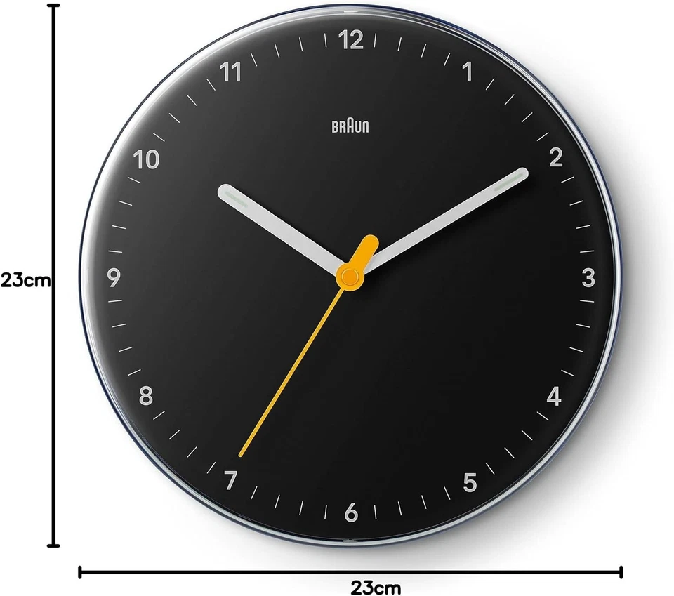 Braun BC26B Wanduhr, Schwarz, Analoge Anzeige, Leuchtzeiger, Neu, 67682 - Bild 2 von 4