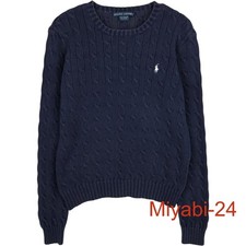 Ralph Lauren Cable Knit Cotton Sweater Navy M Used