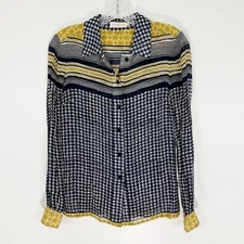 Tory Burch Silk Multicolor Multiple Print Buttondown Shirt Size 2