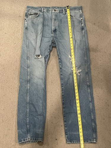 Jeans Wrangler De Colección Para Hombres 38x32 Azul Claro Vaquero Bootcut Denim Trabajo Occidental EE. UU. - Imagen 2 de 7