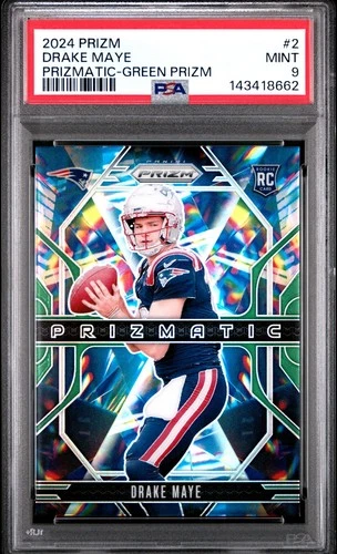 2024 Panini Prizm DRAKE MAYE Prizmatic GREEN PRIZM #2 PSA 9 MINT RC