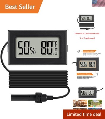2-in-1 LCD Digital Thermometer Hygrometer with Probe - Perfect for Reptiles
