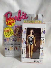 Vintage (1995) Original brunette Barbie keychain by Basic Fun.