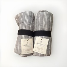 Pair of 2x Hearth & Hand w Magnolia One Textured Stripe King Pillow Sham Gray