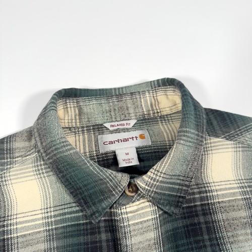 Camicia Carhartt verde relaxed fit manica lunga flanella quadri quadri check abbigliamento da lavoro medio - Foto 6 di 7