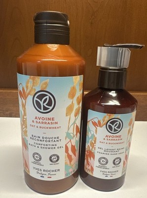 Yves Rocher OAT & BUCKWHEAT Comforting Bath & Shower Gel, Hand Soap 2 Piece Set