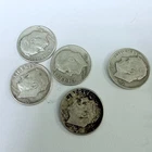 ROOSEVELT SILVER DIMES LOT OF 5 90% SILVER CIRCULATED COINS FREE SHIPPING #9281