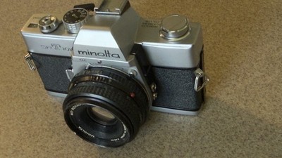  Minolta SRT-101 35mm Film Camera w/ Minolta MD Rokkor-X 45mm f/2 Lens - Works