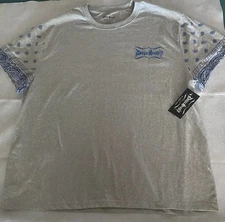 SNOOP DOGG - DOGG SUPPLY GRAY BANDANA PRINT SLEEVES T SHIRT SIZE 3XL Ships Free