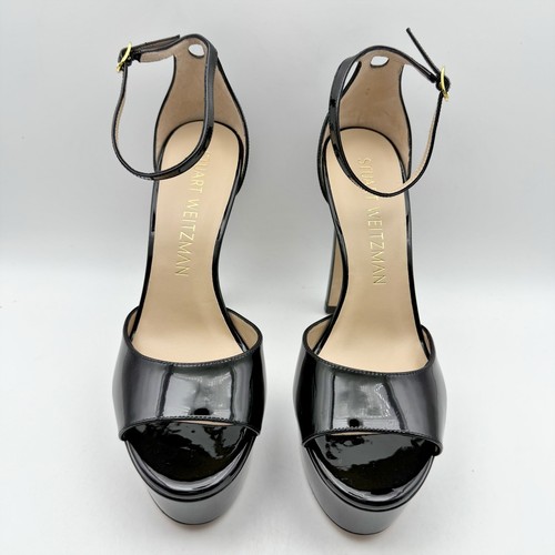 Stuart Weitzman Womens Discopatform Heeled Sandal US 11B Black Patent NIB - Picture 7 of 14