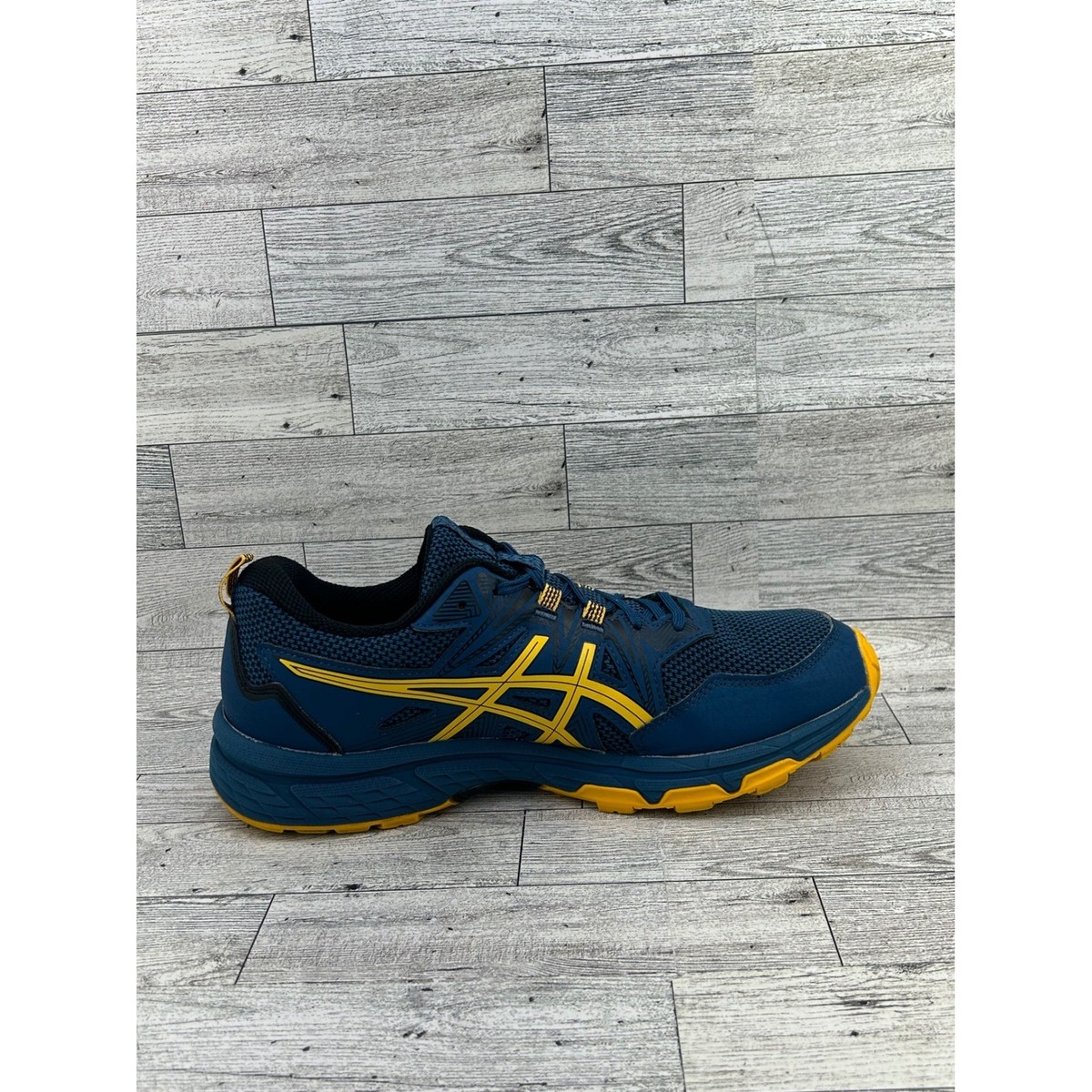 ASICS Gel Venture 8 Blue Yellow Trail Running Shoes Men US 8 
