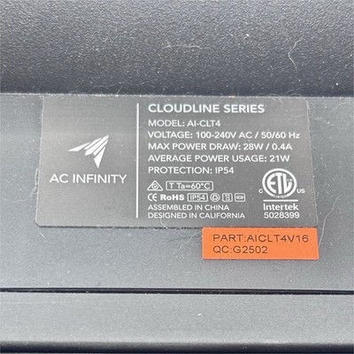 AC Infinity CLOUDLINE AI-CLT4 4in Inline Duct Fan w/ Digital 8-Speed Controller
