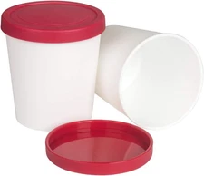 DUNCHATY Ice Cream Containers (Set of 2, 1 Quart Each) Freezer Red 2) 