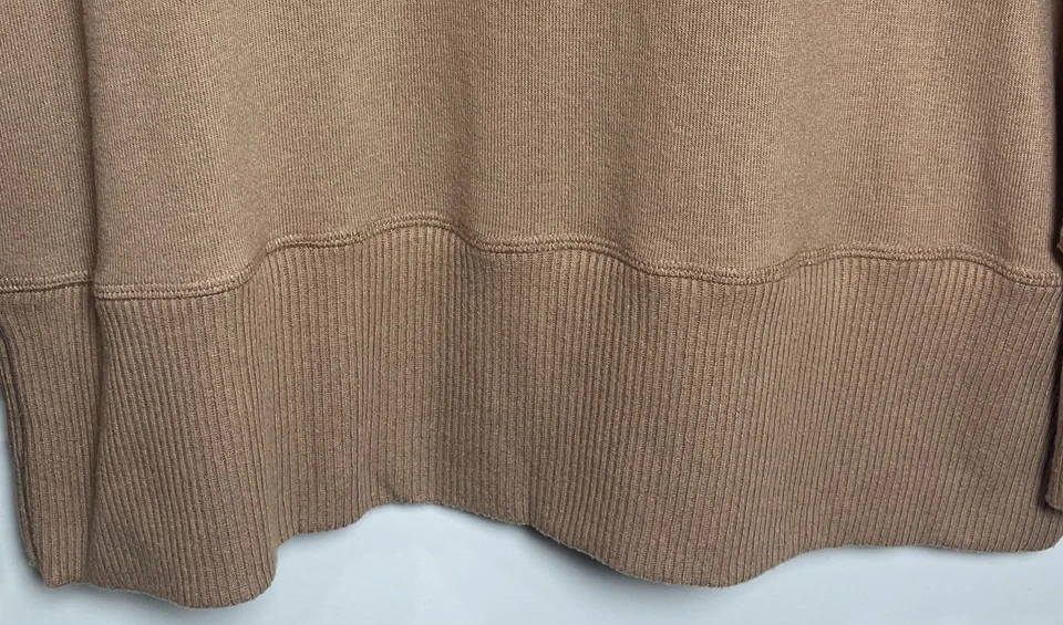 Suéter feminino Michael Stars camelo bronzeado com nervuras tamanho pequeno chique aconchegante atemporal - Imagem 4 de 4