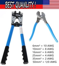 Battery Cable Lug Crimping Tool Wire Crimper For 10-0AWG +1 Wire cutter