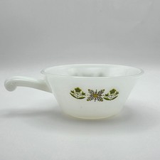 Vintage Anchor Hocking Fire King Meadow Green Glass Soup Bowl with Handle USA