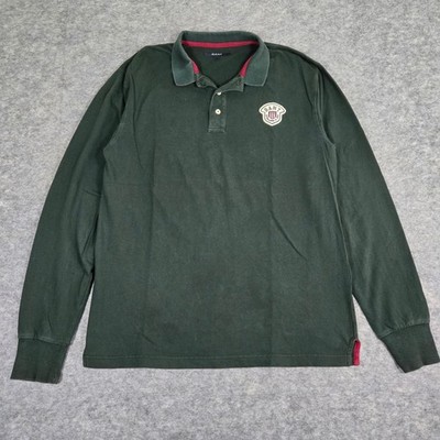 Gant Green Shield Crest Long Sleeve Pique Polo Shirt Mens L