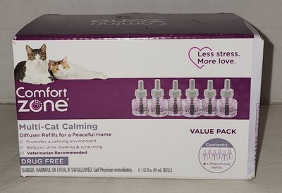 Comfort Zone Multi-Cat Calming Pheromone Diffuser Refills Value Pack 6 Count New