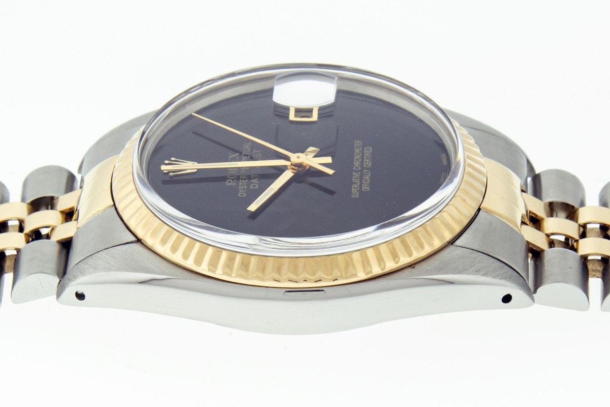 オパールのMOX Rolex DateJust 36 Black Onyx Dial Steel and 18 karat Gold