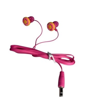 Pink Donut Wired Earbuds   Cute 3.5mm Aux Novelty  Tech Headphones