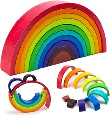 KOUHA Regenbogen Holz Spielzeug Regenbogen Bausteine Holz Vorschule Stapeln