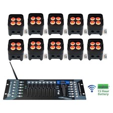  10 Rockville BEST PAR 50 Battery Wash Lights Wireless DMX Controller RGBWA UV