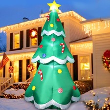 7 FT Tall Christmas Inflatables Tree Decor LED Lights Star Treetop  Candy