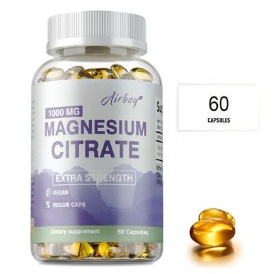 Magnesium Citrate Capsules - Normal Energy-yielding Metabolism - Vegan - 60pcs
