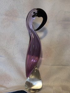 Pink Glass Flamingo Figurine Decorative Collectible Bird