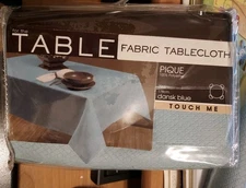 Maytex Pique Fabric Tablecloth 70" Round Blue