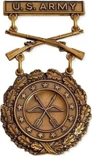 Army Excellence in Competion Bronze Rifle  USA Made Military Badge 2 Pins Back