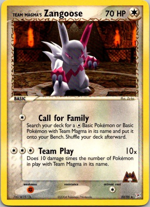 Team Magma's Zangoose 23/95 Rare Team Magma vs Team Aqua Pokemon Lightly Played